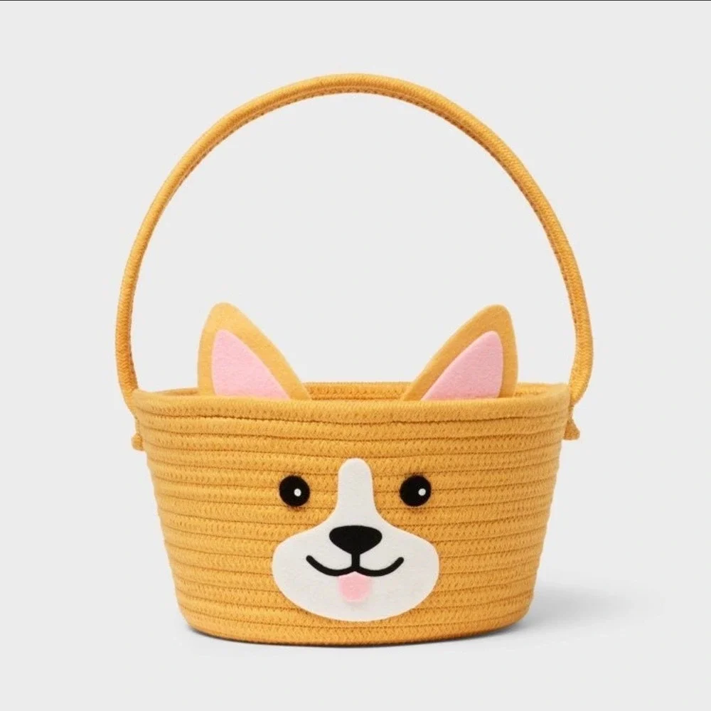 Spritz‎ Easter Corgi Rope Basket Dark Yellow Dog Animal Nursery Storage New
